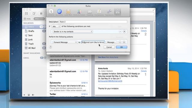 Automatic reply or forward messages in Mac® OS X™ Mail app смотреть онлайн