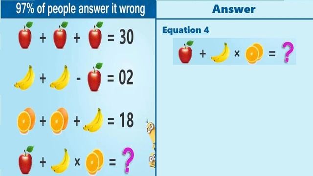 97% of People Answer it Wrong - Apple Bananas and Orange Puzzle смотреть онлайн
