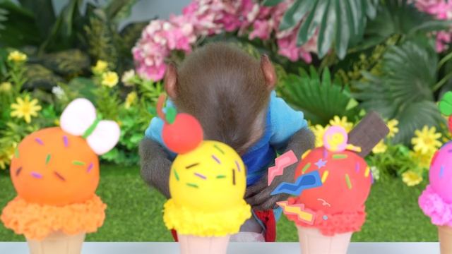 Monkey Baby Bon Bon eat jelly fruit ice cream. Обезьянка Бон Бон смотреть онлайн