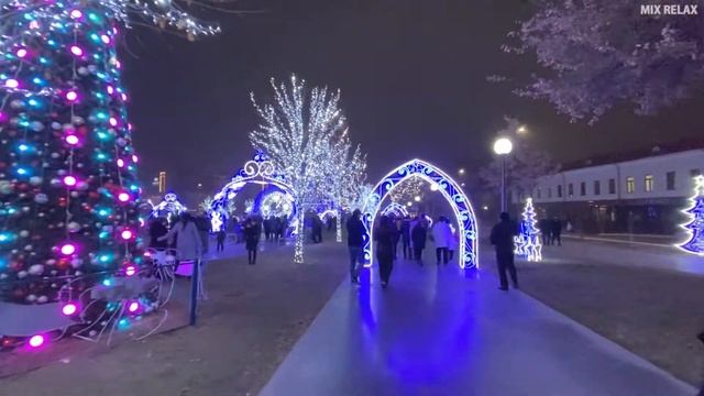 Tashkent city New year walk | Новогодняя ёлка в Ташкенте 2021 праздничная атмосфера смотреть онлайн