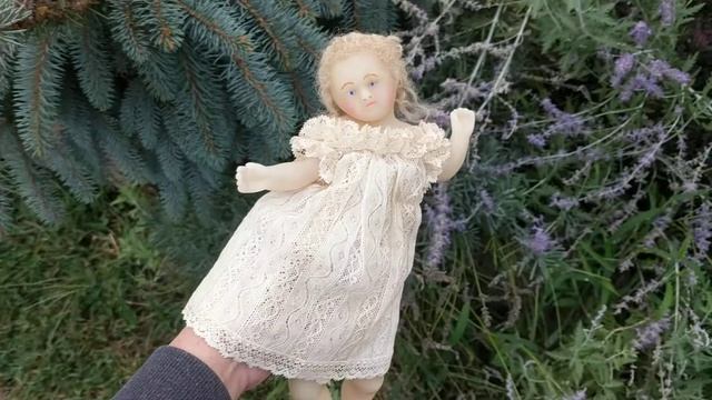 🦋 Antique Mid 19th Century French, German or English Poured Wax Baby Doll 🦋 смотреть онлайн