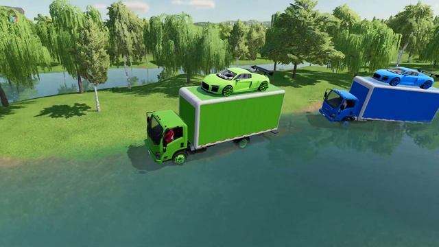 TRANSPORT COLORED AUDI R8 WITH ISUZU TRUCKS - Farming Simulator 22 смотреть онлайн