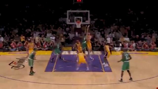 Jordan Farmar run the court and slam a powerful one hand dunk Lakers vs Celtics Nba The Finals смотреть онлайн