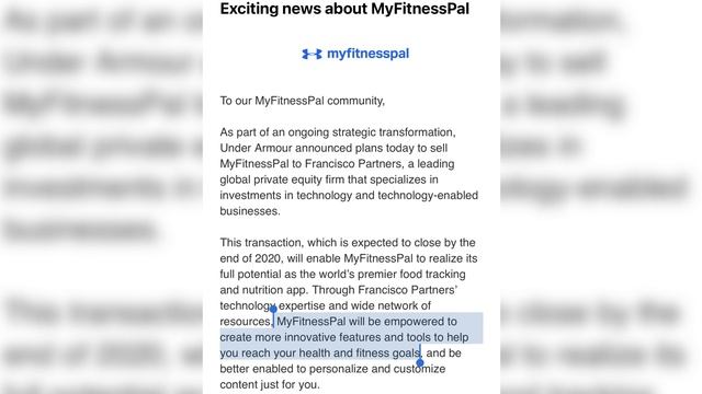 Under Armour Sells MyFitnessPal (WHAT THIS MEANS FOR 2021) смотреть онлайн