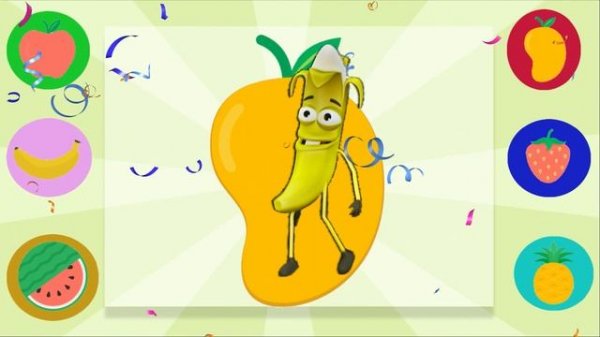 WHAT IS THIS Fruit for kids? Mango, Pineapple, apple, strawberry, watermelon, Bananas