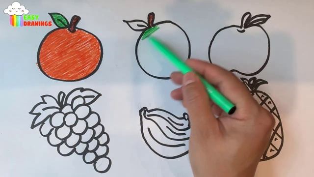 Learn FRUITS , Painting and Colouring for Kids & Toddlers #orange #mango #apple #grape #banana #abc смотреть онлайн