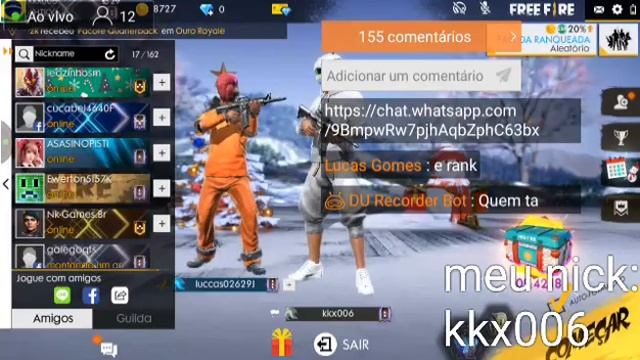 JOGANDO COM INSCRITOS,VENHA JOGAR AO VIVO FREE FIRE смотреть онлайн