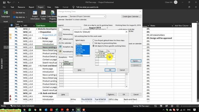 Microsoft Project 2016 | #06 Thay đổi thời gian làm việc mặc định 8h trong MS Project смотреть онлайн