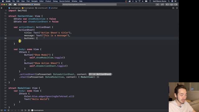 SwiftUI: Presenting Alert, Action Sheet and Modals смотреть онлайн
