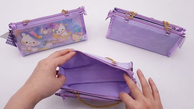 kawaii light purple cute bear hat glitter pouch pencil case from Japan смотреть онлайн