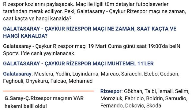 Galatasaray - Çaykur Rizespor maçı ne zaman, hangi kanalda, saat kaçta? смотреть онлайн