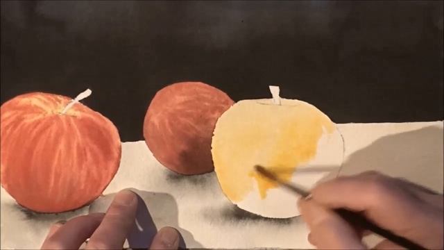 How to paint red apples in watercolor смотреть онлайн