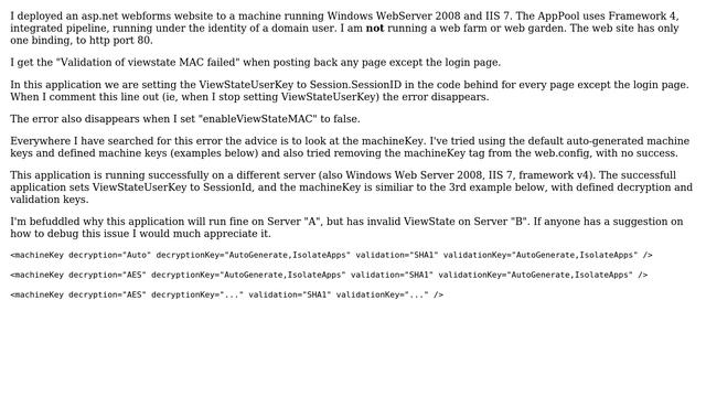 Validation of viewstate MAC failed (no web garden or web farm) when set ViewStateUserKey смотреть онлайн