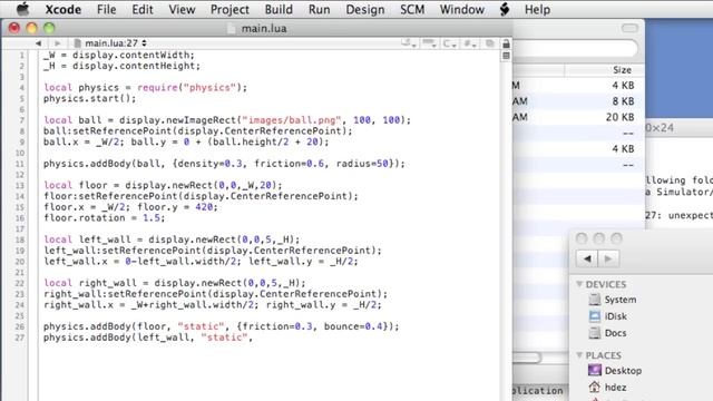Corona SDK 09: Simple Physics смотреть онлайн