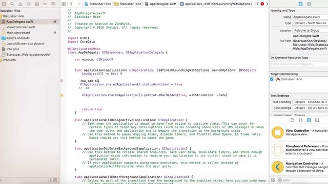 How to hide status bar swift iOS | iOS Development смотреть онлайн