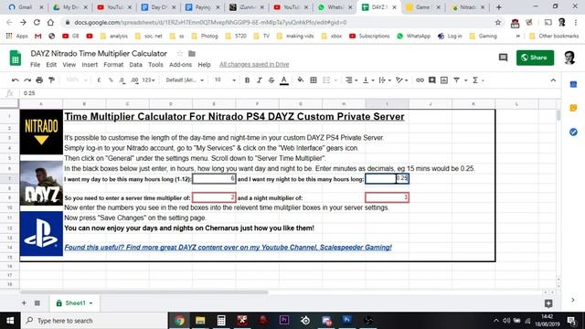 Nitrado Private Custom Server Time Multiplier Calculator For Day & Night (DAYZ PS4)