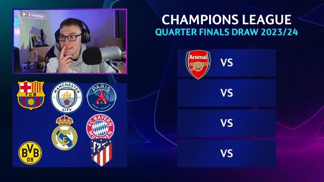 LIVE UEFA CHAMPIONS LEAGUE QUARTER FINAL DRAW STREAM! LIVE UCL QUARTER FINAL DRAW 2023/24 WATCHALON