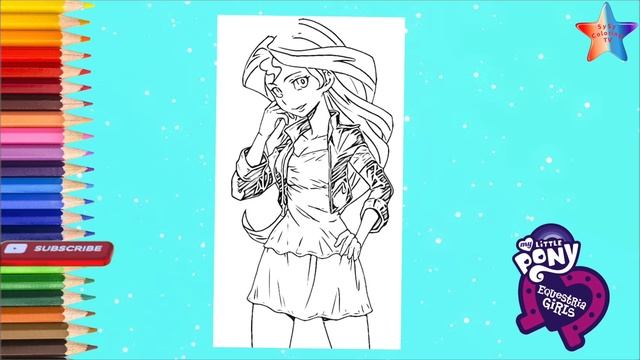 Coloring Anime MLP Equestria Girls Fluttershy, Rarity, Sunset Shimmer & Apple Jack Coloring Pages