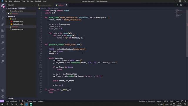 Python Tutorial 🌠 Bad Apple!! 🍎 смотреть онлайн