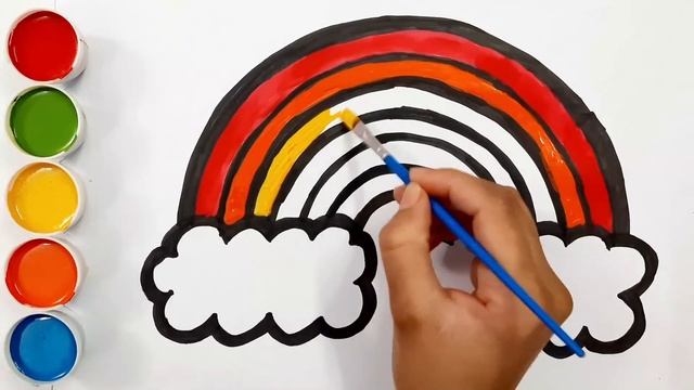 🌈 🌥️🎨Rainbow Clouds Drawing, Painting for Kids & Toddlers | How to draw Rainbow clouds смотреть онлайн