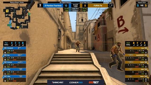 FURIA fe vs 9 Pandas Fearless | Map 1 Mirage | ESL Impact Katowice 2023 смотреть онлайн