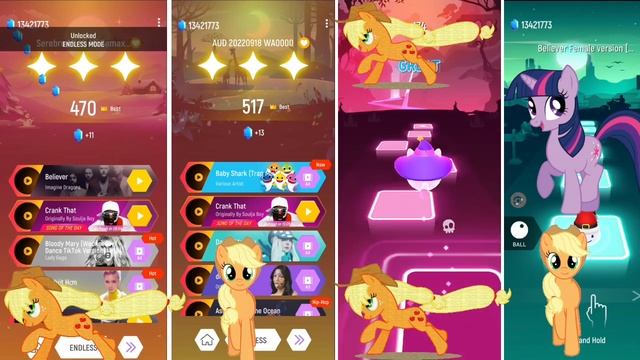 Rainbow Dash Vs Twilight Sparkle Vs Pinkipie Vs Apple Jack #tileshopedmrush