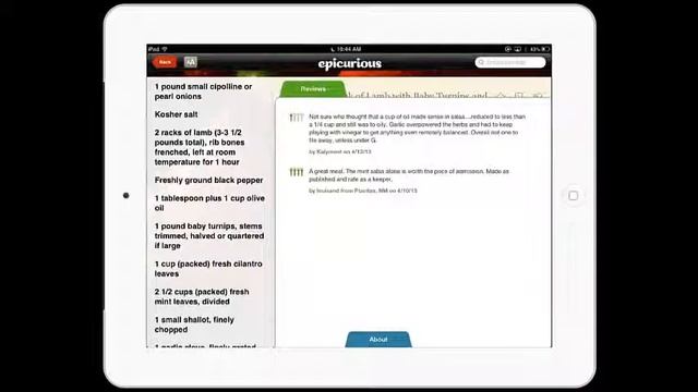 Epicurious Recipes and Shopping List App смотреть онлайн