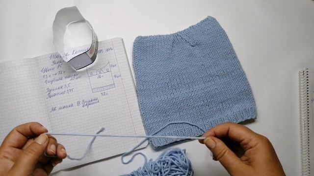 Детская шапка спицами Котик, шапка с ушками из пряжи Yarnart jeans plus, готовая работа спицами смотреть онлайн