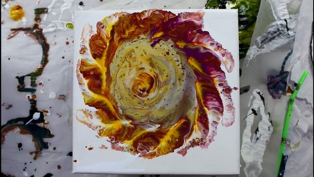 Fluid Acrylic Painting - Funnel Pour And Straw Movement On The Edges Comparison, Part 2 смотреть онлайн