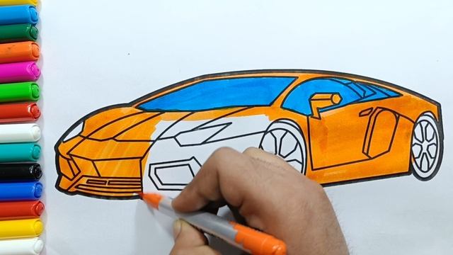 Lamborghini Car Drawing, Painting, Coloring for Kids and Toddlers смотреть онлайн