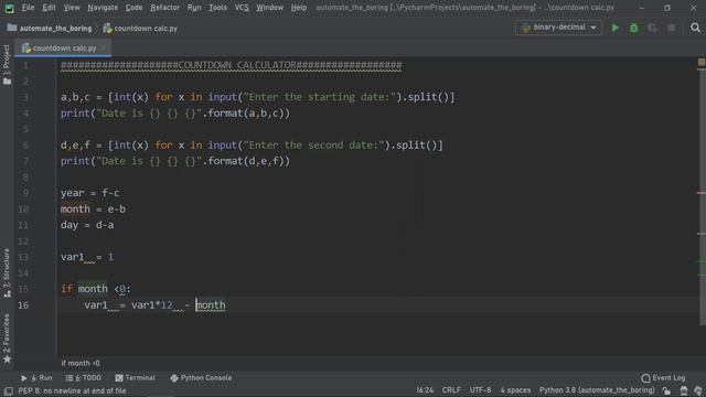 Program a Countdown Calculator in Python. смотреть онлайн