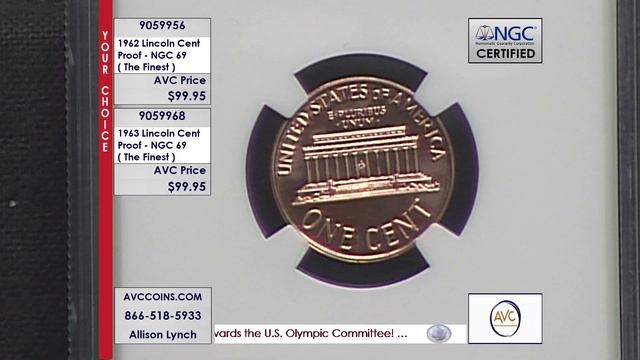 1962 & 1963 Lincoln Cent - Proof - NGC 69 ( The Finest ) смотреть онлайн