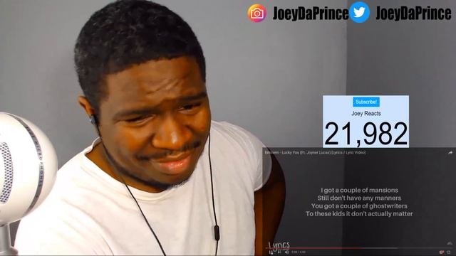 Eminem - Lucky You (Ft. Joyner Lucas) [Lyrics / Lyric Video] REACTION смотреть онлайн
