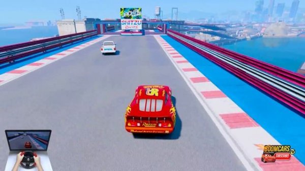 A lot of Cars Crazy Race Lightning McQueen Hummer Sven  Finn McMissile Jackson Storm Racing Trucks