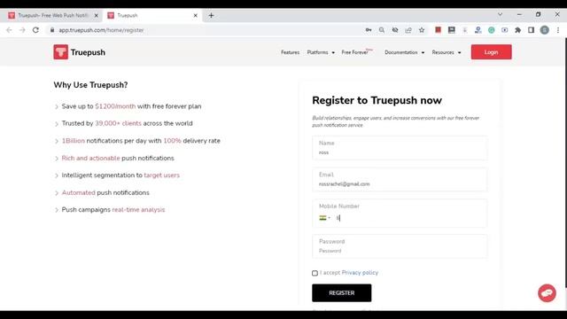 Truepush Registration Process | How To Register With Truepush | Free Push Notification Service смотреть онлайн
