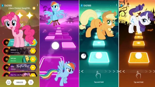 Pinkiepie - Rainbow Dash - Applejack - Rarity Song TilesHop EDM Rush #littlepony #rarity #mlp
