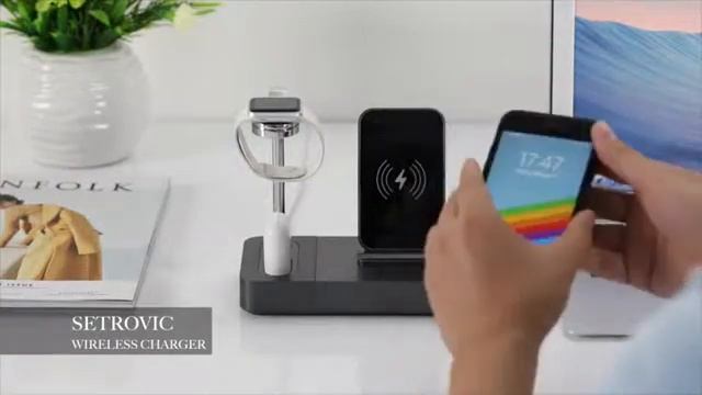 Setrovic 3 In 1 Aluminum Wireless Charging Stand for iPhone, Apple Watch and AirPods смотреть онлайн