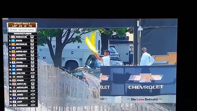 Newgarden, Rossi & Hinchcliffe crash | Detroit Race 2 | 2019 NTT Indycar series смотреть онлайн