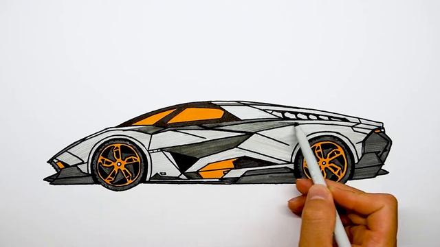 How to draw a car - Lamborghini Egoista - Coloring смотреть онлайн