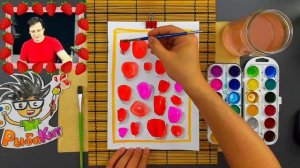 Картика КЛУБНИЧКА рисуем красками Акврель