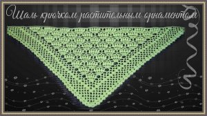 Вязание ажурной шали с  растительным узором и сетчатой каймой крючком.