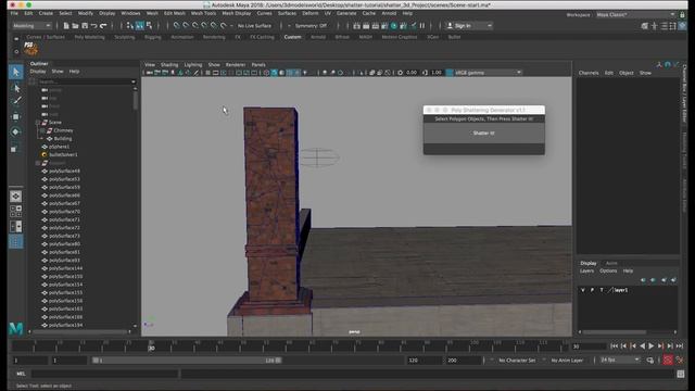 Maya Bullet Physics - Chimney Destruction Simulation Tutorial