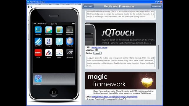iPhone emulator, jQTouch Demo смотреть онлайн
