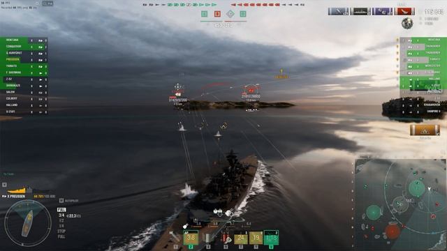World of WarShips Preussen - 4 Kills 320K Damage смотреть онлайн