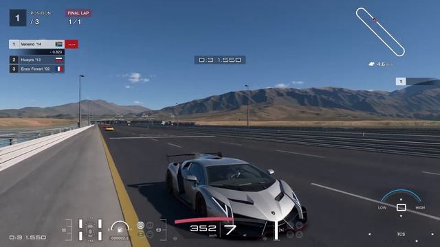 GT7 Lamborghini Veneno Top speed test 100% Stock Tune смотреть онлайн