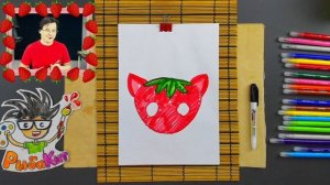 Кошечка - КЛУБНИЧКА рисуем фломастерами простые рисунки