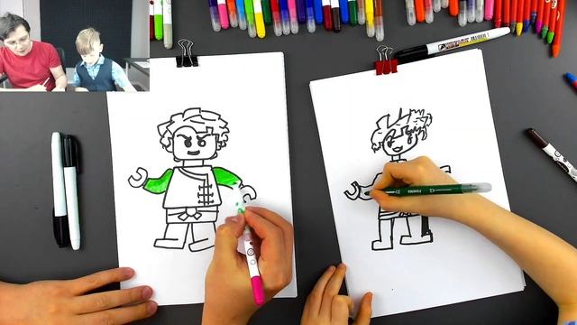Ниндзяго ЛЕГО рисуем Лойда - рисуем с Юрой смотреть онлайн
