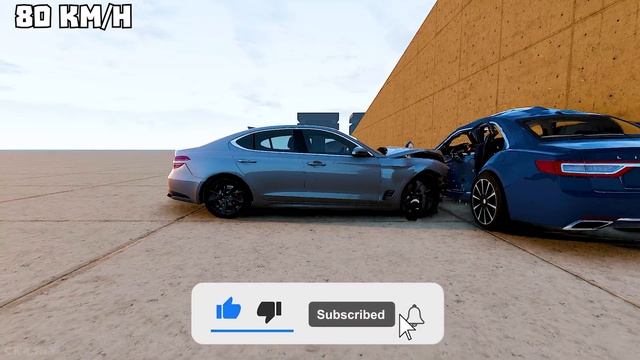 Lincoln Continental vs Genesis G70 💥 200 KM/H both cars 💥 BeamNG.Drive CRASH test смотреть онлайн