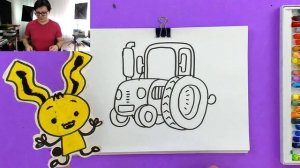 Как нарисовать СИНИЙ трактор - простые рисунки с РыбаКит