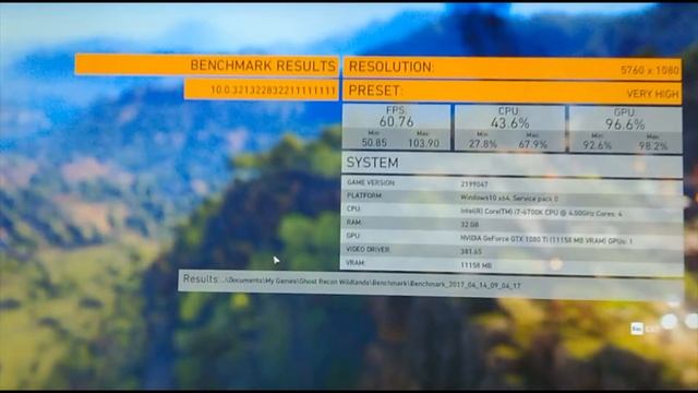 GTX 1080 TI Ghost Recon: Wildlands Very High and Ultra Benchmarks triple screen 5760x1080 смотреть онлайн
